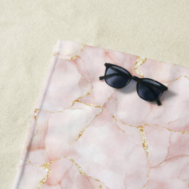Toalla De Playa Pétalos de Rosa Floral Rosa Beige Dorado