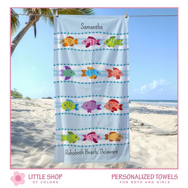 Toalla De Playa Pezes Tropicales Olas del Océano Personalizable (Subido por el creador)