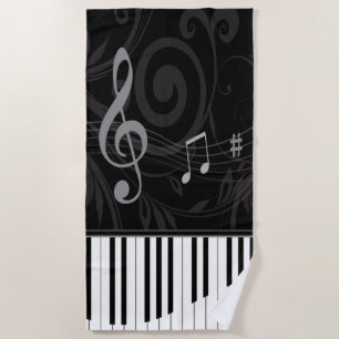 Toalla De Playa Piano caprichoso y notas musicales