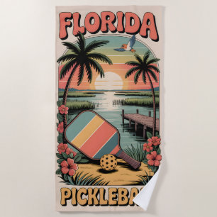 Toalla De Playa Pickleball Flores Tropicales Florida Pickleball
