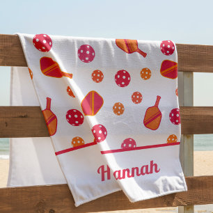 Toalla De Playa Pickleball rosa personalizado