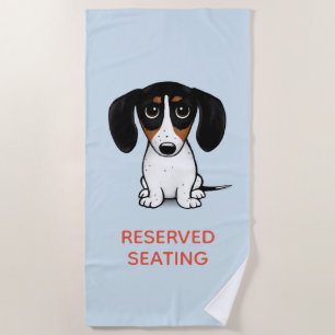 Toalla De Playa Piebald Dachshund   Perro con texto Personalizado