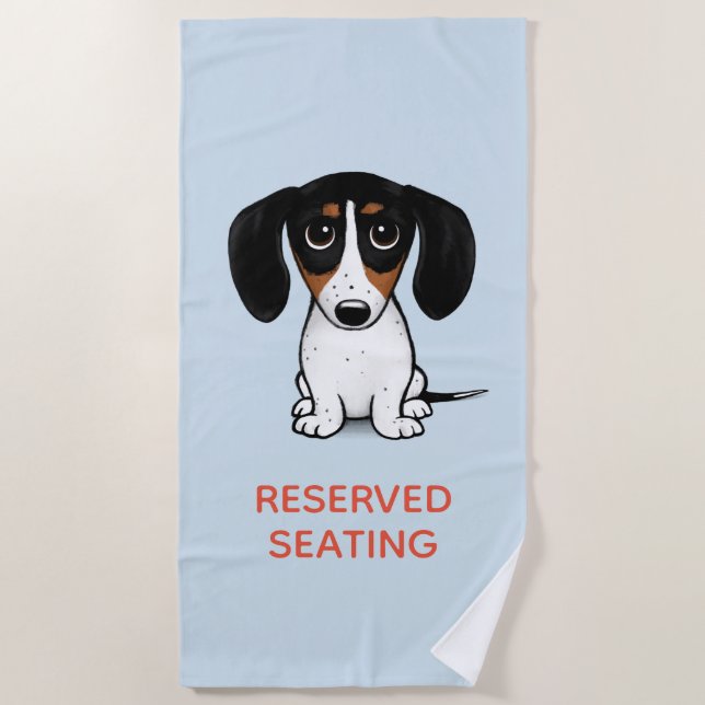 Toalla De Playa Piebald Dachshund | Perro con texto Personalizado (Anverso)