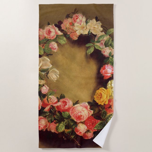 Toalla De Playa Pierre-Auguste Renoir - Corona de Rosas (Anverso)