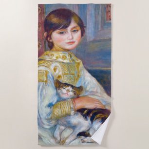 Toalla De Playa Pierre-Auguste Renoir - Niño con gato