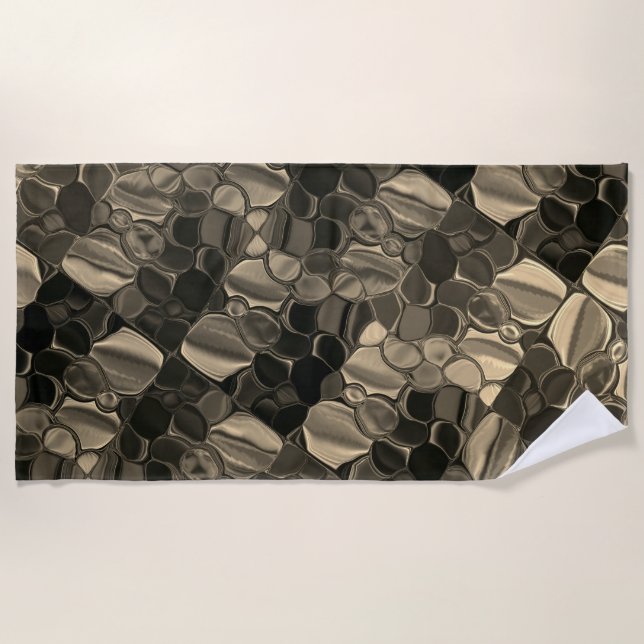 Toalla De Playa Piezas marrones, círculos y formas redondeadas (Anverso)