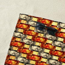 Piezas rectangulares talladas en rojo y beige