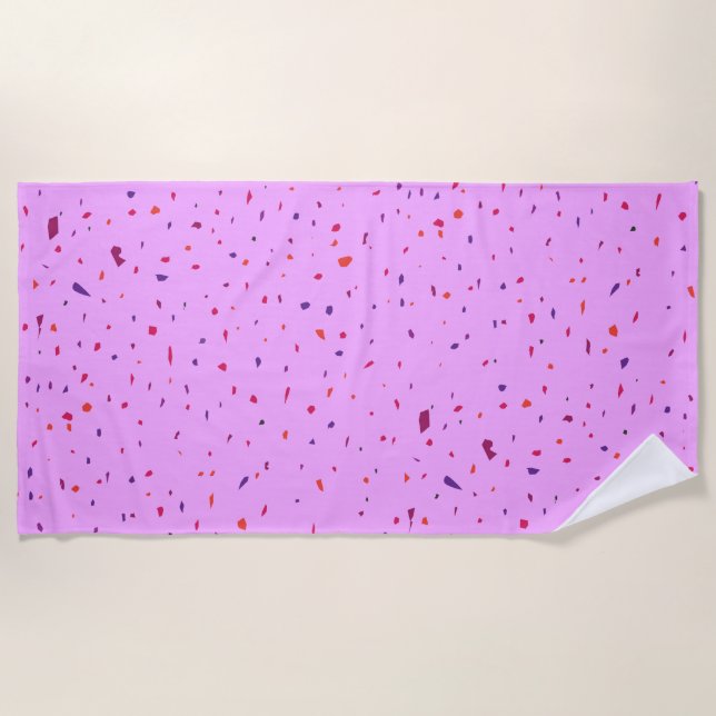 Toalla De Playa Piezas rosas, confetti amor (Anverso)
