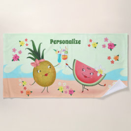 Toalla De Playa Piña de fruta y sandía personalizadas