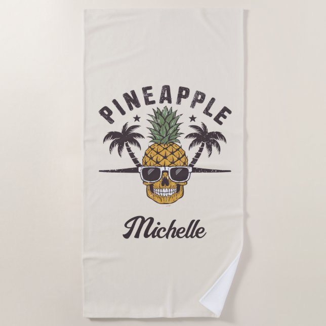 Toalla De Playa Piña divertida con gafas de sol Personalizado    (Anverso)