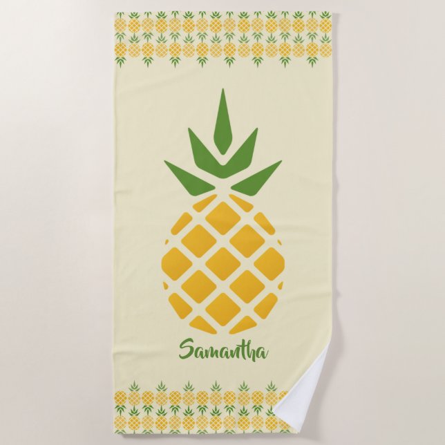 Toalla De Playa Piña dorada personalizada (Anverso)