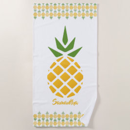 Toalla De Playa Piña dorada personalizada