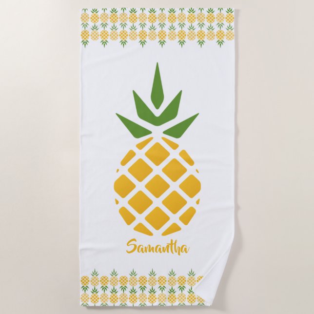 Toalla De Playa Piña dorada personalizada (Anverso)