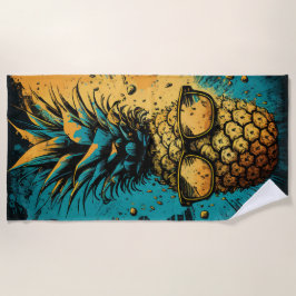 Toalla De Playa Piña Fresca con Gafas de Sol – Arte Pop de Verano