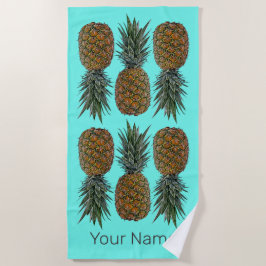Toalla De Playa Piña Retro Vega y Vegetariana Fruta Vintage