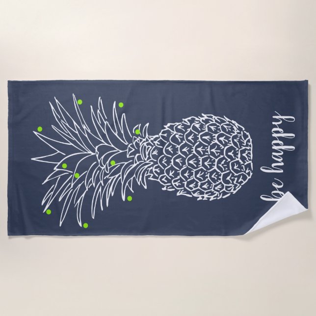 Toalla De Playa Piña trópica hawaiana de ser feliz (Anverso)