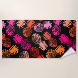 Toalla De Playa Piña Tropical Momona Hawaiana - Cálido - Negro