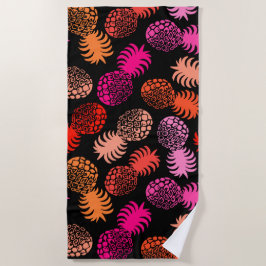 Toalla De Playa Piña Tropical Momona Hawaiana - Cálido - Negro