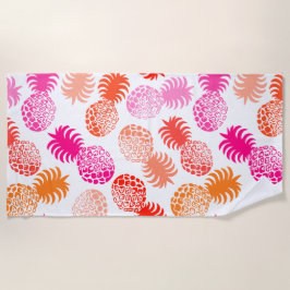 Toalla De Playa Piña Tropical Momona Hawaiana - Rosa - Blanco