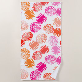 Toalla De Playa Piña Tropical Momona Hawaiana - Rosa - Blanco