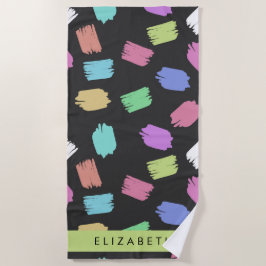 Toalla De Playa Pincel de pintura, pinceladas de pincel coloridas,