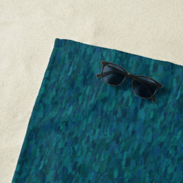 Toalla De Playa Pinceladas Impresionistas, Azul Marino, Verde Acuá