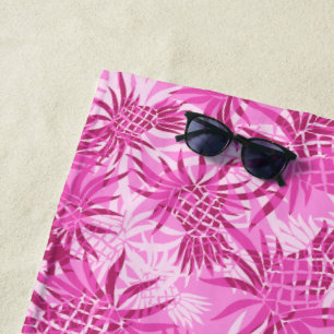 Toalla De Playa Pineapple Camo Hawaiano Tropical - Rosa