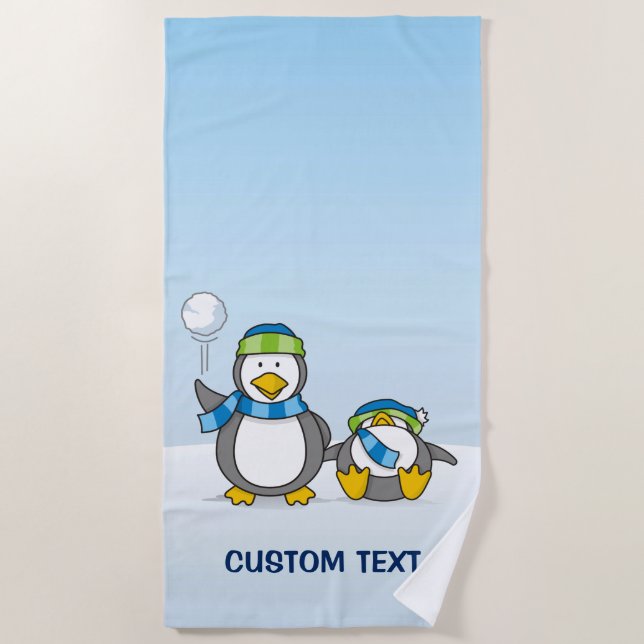 Toalla De Playa Pingüinos de Snowballing (Anverso)