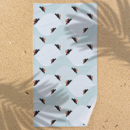 Toalla De Playa Pingüinos juguetones deslizándose sobre el patrón