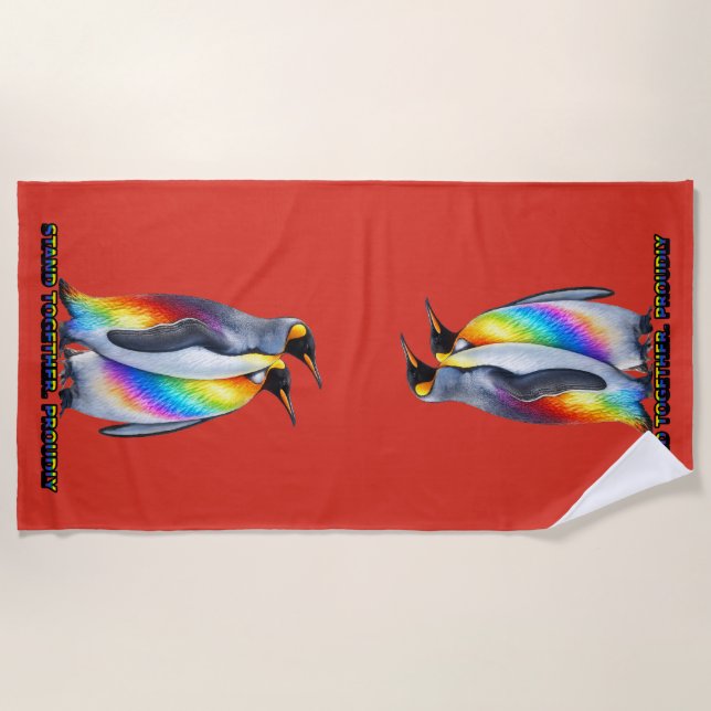 Toalla De Playa Pingüinos Orgullosos Unidos (Anverso)