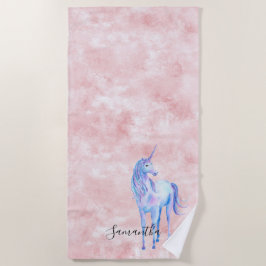 Toalla De Playa Pink Abstract Purple Unicorn