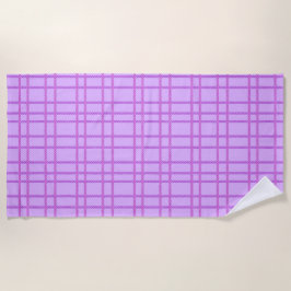 Toalla De Playa Pink and purple flower checkered pattern