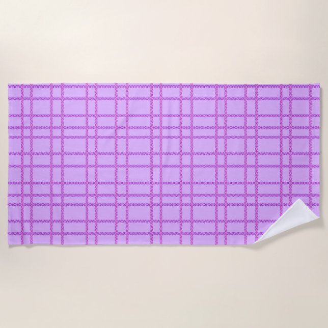 Toalla De Playa Pink and purple flower checkered pattern (Anverso)