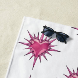 Toalla De Playa Pink Barbed Heart Cybersigilism Beach Towel