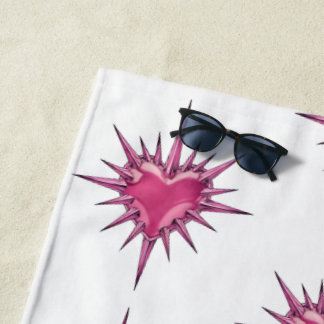Toalla De Playa Pink Barbed Heart Cybersigilism Beach Towel