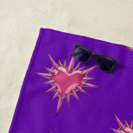 Toalla De Playa Pink Barbed Heart Cybersigilism Beach Towel