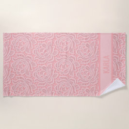 Toalla De Playa Pink Bridal Faux Lace Bachelorette 