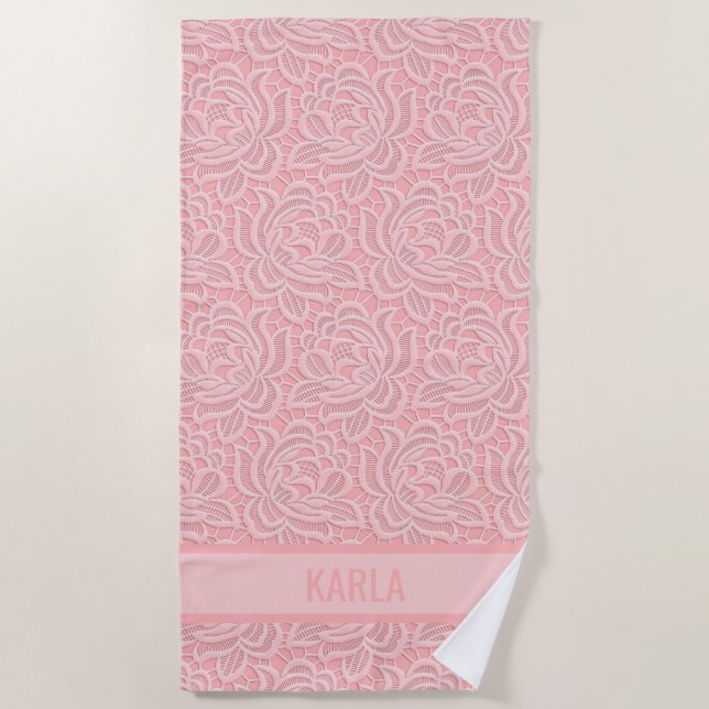 Toalla De Playa Pink Bridal Faux Lace Bachelorette  (Anverso)