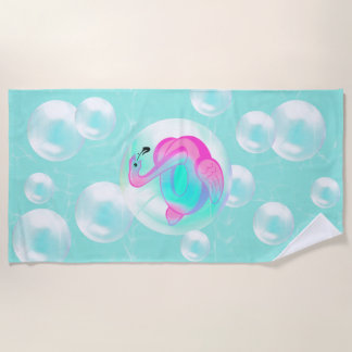 Toalla De Playa Pink flamingo inflatable bubble