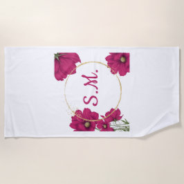 Toalla De Playa Pink Floral Gold Circle Beach Towel