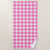 Toalla De Playa Pink Gingham Plaid Cottagecore