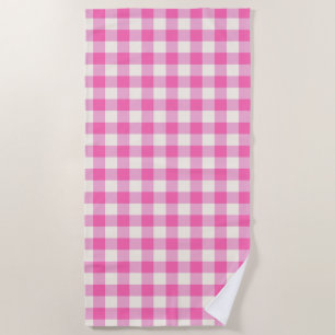 Toalla De Playa Pink Gingham Plaid Cottagecore
