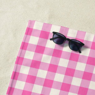 Toalla De Playa Pink Gingham Plaid Cottagecore