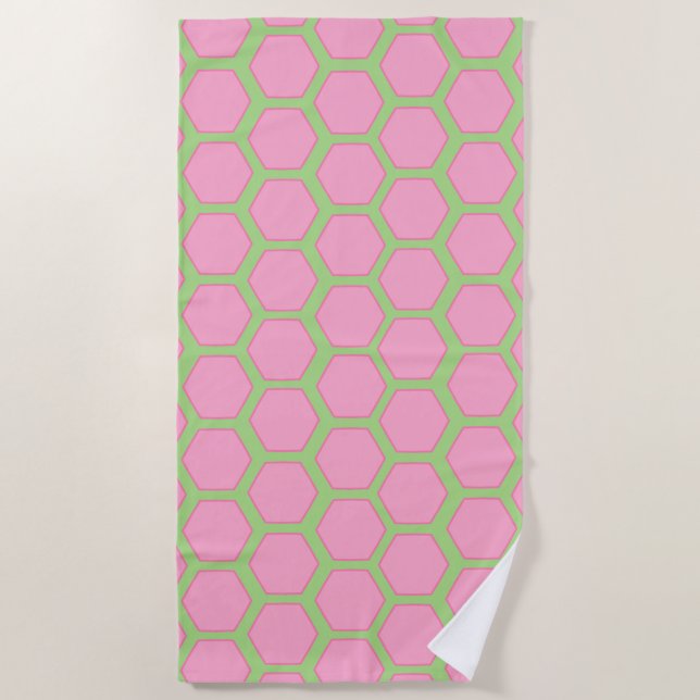 Toalla De Playa Pink Hexagons (Anverso)