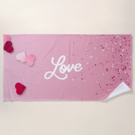 Toalla De Playa Pink Love Heart Beach Towel