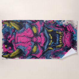 Toalla De Playa Pink Oni Demon Mask – Japanese Graffiti Art