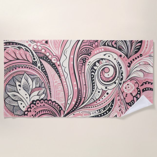 Toalla de playa Pink Paisley The Home Studio (Anverso)