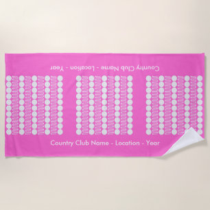 Toalla De Playa Pink Personalized Country Club Name-Location-Year