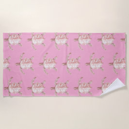 Toalla De Playa Pink Sea Turtles