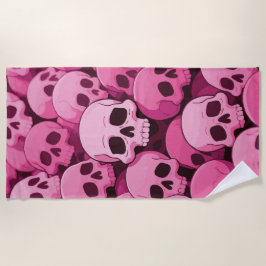 Toalla De Playa Pink Skull Pattern – Bold Pop Gothic Art